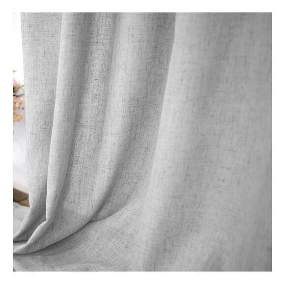 NEW Dove Gray Curtains 2 Panels Set Tab Top Light Filtering Linen Blend 52x84L - Picture 5 of 7